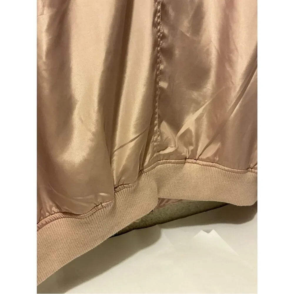 Angel Kiss Women's Light Pink Satin Bomber Jacket